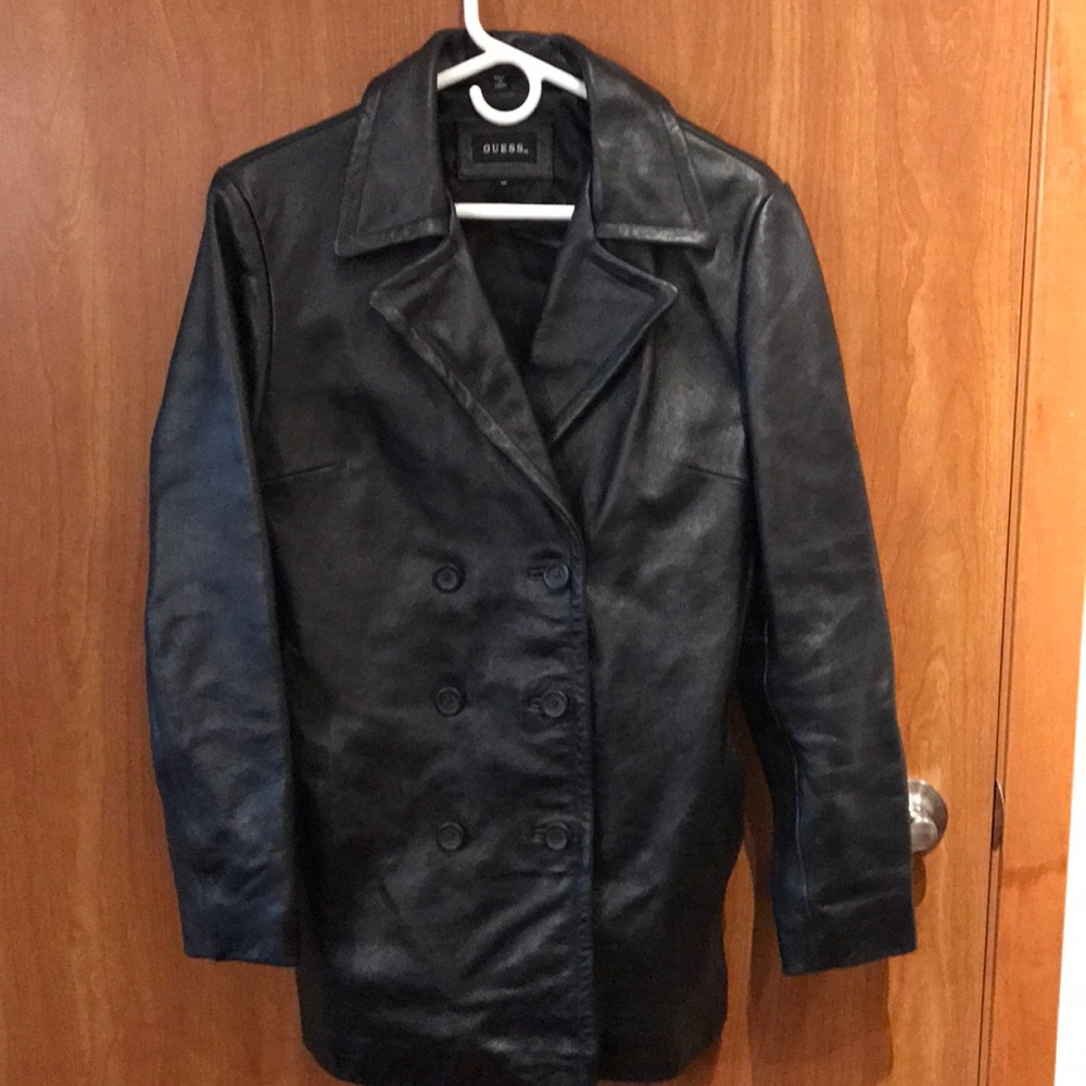 Mid Length Leather Coat